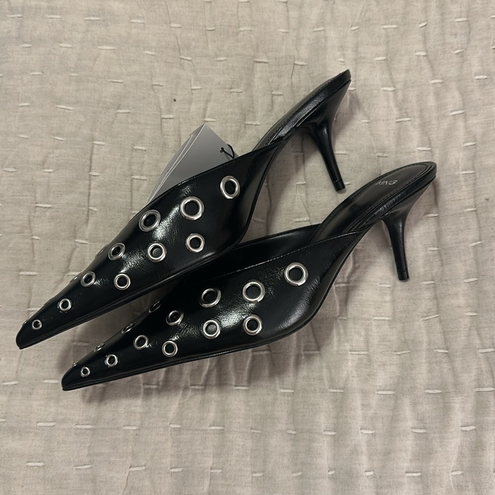 MANGO studded grommet kitten heel - Picture 4 of 4